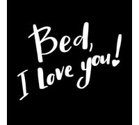 Letras de pincel, cama, te amo, caligrafía con impresión gráfica textil con manchas de agua pastel Pegatinas de pared 38x50.7cm Autoadhesivo Blanco