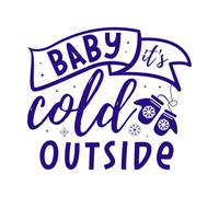 Letras dibujadas a mano con frases invernales. ¡Hace frío afuera! Calcomanías de vinilo para murales y paredes 67.2x77.4cm Cultura del tatuaje Azul oscuro