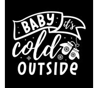 Letras dibujadas a mano con frases invernales. ¡Hace frío afuera! Calcomanías de vinilo para murales y paredes 67.2x77.4cm Personalización personalizada Blanco