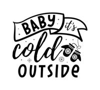 Letras dibujadas a mano con frases invernales. ¡Hace frío afuera! Calcomanías de vinilo para murales y paredes 42x48.4cm Pegatinas para vidrio Negro