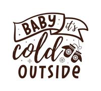 Letras dibujadas a mano con frases invernales. ¡Hace frío afuera! Calcomanías de vinilo para murales y paredes 54.6x62.9cm Decoración de tiendas Café