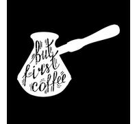 Letras dibujadas a mano sobre la cita del café, pero el primer café es el mejor. Calcomanías de letras 50.4x72cm No daña la superficie de la pared Blanco