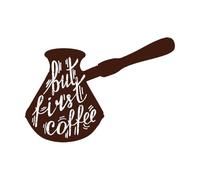 Letras dibujadas a mano sobre la cita del café, pero el primer café es el mejor. Calcomanías de letras 57.6x82.2cm Removible sin dejar pegamento Café