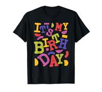 Letras Divertidas de arcoíris con Texto en inglés It's My Birthday Camiseta
