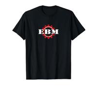 Letras electrónicas de música Corporal (EBM) con Rueda de Engranaje roja Camiseta gráfica económica, Hombre, Negro, L