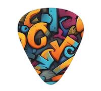 Letras estilo graffiti con impresiones en WZYWHJ para guitarra, 12 piezas, púas de fácil agarre para tu bajo, ukelele, guitarra acústica o eléctrica