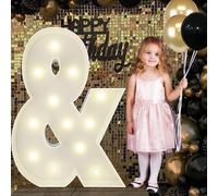Letras grandes con luz LED de 3.3 pies y para decoración de fiestas, tablero de espuma gruesa precortadas, kit de luces de marquesina para graduación, graduación, boda, aniversario, baby shower