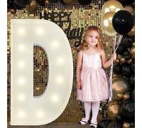 Letras grandes de 120 cm con luz LED D para decoración de fiestas, tablero de espuma gruesa precortadas, kit de luces de marquesina para graduación 2026, graduación, boda, aniversario, baby shower