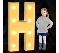 Letras grandes de marquesina iluminadas, luces LED decorativas del alfabeto, decoración de fiesta, juego de tablero de espuma precortada para boda, cumpleaños, vacaciones, letra H, 120 cm