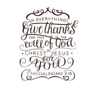 Letras hechas a mano en todo, dar gracias. Calcomanías de pared de papel adhesivo 64x80.2cm Decoración artística Café