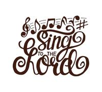 Letras hechas a mano que dicen "Canta al Señor" Calcomanías de pared de papel adhesivo 52x65.7cm Se puede modificar y añadir información Café