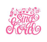 Letras hechas a mano que dicen "Canta al Señor" Pegatinas de tallado fino 64x80.8cm Impermeable Rosa