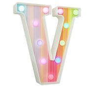 Letras iluminadas de arco iris, coloridas luces LED de 16 colores que cambian de signo del alfabeto regalos para niñas, mujeres, fiestas, cumpleaños, decoración de mesa de pared, V
