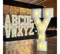 Letras iluminadas de marquesina de 3 pies, letras de marquesina de 3 pies de alto, letrero LED grande para fiestas, decoraciones de cumpleaños, graduación, graduación, baby shower (letra Y)