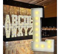 Letras iluminadas de marquesina de 3 pies, letras de marquesina de 3 pies de alto, letrero LED grande para fiestas, decoraciones de cumpleaños, graduación, graduación, baby shower (letra L)