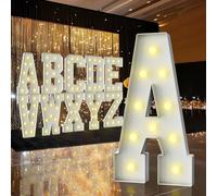 Letras iluminadas de marquesina de 3 pies, letras de marquesina de 3 pies de alto, letrero LED grande para fiestas, decoraciones de cumpleaños, graduación, graduación, baby shower (letra A)