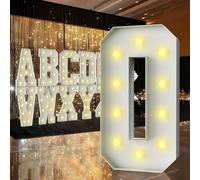 Letras iluminadas de marquesina de 3 pies, letras de marquesina de 3 pies de alto, letrero LED grande para fiestas, decoraciones de cumpleaños, graduación, graduación, baby shower (letra O)