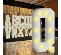 Letras iluminadas de marquesina de 3 pies, letras de marquesina de 3 pies de alto, letrero LED grande para fiestas, decoraciones de cumpleaños, graduación, graduación, baby shower (letra Q)