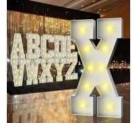 Letras iluminadas de marquesina de 3 pies, letras de marquesina de 3 pies de alto, letrero LED grande para fiestas, decoraciones de cumpleaños, graduación, graduación, baby shower (letra X)