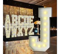Letras iluminadas de marquesina de 3 pies, letras de marquesina de 3 pies de alto, letrero LED grande para fiestas, decoraciones de cumpleaños, graduación, graduación, baby shower (letra J)