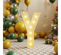Letras iluminadas de marquesina de 3 pies, Y, 26 decoraciones del alfabeto iluminadas para baby shower, cumpleaños, compromiso, boda, casarse conmigo, fiesta de graduación, Y, 91,5 cm