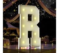 Letras iluminadas de marquesina de 4 pies, letras de marquesina de 4 pies de alto, letrero LED grande para fiestas, decoraciones de cumpleaños, graduación, graduación, baby shower (letra R)