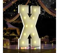 Letras iluminadas de marquesina de 4 pies, letras de marquesina de 4 pies de alto, letrero LED grande para fiestas, decoraciones de cumpleaños, graduación, graduación, baby shower (letra X)