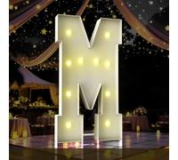 Letras iluminadas de marquesina de 4 pies, letras de marquesina de 4 pies de alto, letrero LED grande para fiestas, decoraciones de cumpleaños, graduación, graduación, baby shower (letra M)