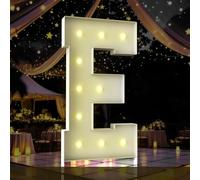 Letras iluminadas de marquesina de 4 pies, letras de marquesina de 4 pies de alto, letrero LED grande para fiestas, decoraciones de cumpleaños, graduación, graduación, baby shower (letra E)