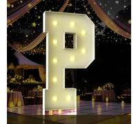 Letras iluminadas de marquesina de 4 pies, letras de marquesina de 4 pies de alto, letrero LED grande para baby shower, decoración de bebé, decoraciones de cumpleaños, graduación, baile (letra P)