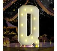 Letras iluminadas de marquesina de 4 pies, letras de marquesina de 4 pies de alto, letrero LED grande para fiestas, decoraciones de cumpleaños, graduación, graduación, baby shower (letra Q)
