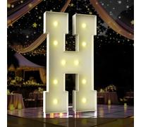 Letras iluminadas de marquesina de 4 pies, letras de marquesina de 4 pies de alto, letrero LED grande para fiestas, decoraciones de cumpleaños, graduación, graduación, baby shower (letra H)