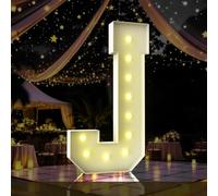 Letras iluminadas de marquesina de 4 pies, letras de marquesina de 4 pies de alto, letrero LED grande para fiestas, decoraciones de cumpleaños, graduación, graduación, baby shower (letra J)