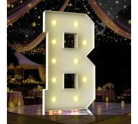 Letras iluminadas de marquesina de 4 pies, letras de marquesina de 4 pies de alto, letrero LED grande para fiestas, decoraciones de cumpleaños, graduación, graduación, baby shower (letra B)