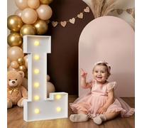 Letras iluminadas de marquesina L, aproximadamente 4 pies, letra grande iluminada para cumpleaños, boda, propuesta de graduación, reunión familiar, decoración de telón de fondo, luces blancas cálidas