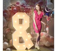 Letras iluminadas para decoración de cumpleaños: letras grandes de cartón y para fiestas, letras de marquesina para decoraciones de graduación, baby shower, decoración de boda, soporte de arco de