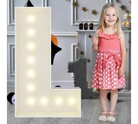 Letras iluminadas para marquesina de 3.3 pies, número grande de mosaico con luces cálidas, decoración de fondo de espuma para cumpleaños, boda, fiesta, L, 100 cm