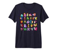 Letras Infantiles de la A a la Z Motivo Animales Camiseta Premium