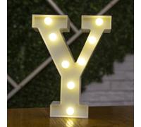 Letras LED del alfabeto, números iluminados, letras de plástico blanco, decoración de pie de la A a la Z 0 ~ 9 (letra Y)
