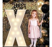 Letras LED For Marquesina, Decoraciones For Fiestas De Cumpleaños, Crea Palabras Y Temas, Luz De Mosaico Nocturna De 1 M For Bodas Y Cumpleaños, De Bajo Consumo(X,70cm/2.3ft)