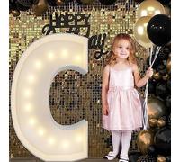 Letras LED For Marquesina, Decoraciones For Fiestas De Cumpleaños, Crea Palabras Y Temas, Luz De Mosaico Nocturna De 1 M For Bodas Y Cumpleaños, De Bajo Consumo(C,100cm/3.3ft)
