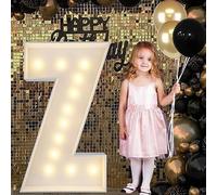 Letras LED For Marquesina, Decoraciones For Fiestas De Cumpleaños, Crea Palabras Y Temas, Luz De Mosaico Nocturna De 1 M For Bodas Y Cumpleaños, De Bajo Consumo(Z,100cm/3.3ft)