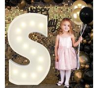 Letras LED grandes S para decoración de fiestas, panel de espuma gruesa precortada, juego de luces de mosaico para fiesta de graduación, boda, aniversario, baby shower, hogar, bar, 120 cm