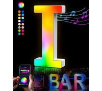 Letras luminosas alfabeto - Lámpara LED Letra RGB App Controllo Luces Carta Operador a USB para Recepciones Fiesta Boda Navidad Casa Bar Decoración (I)