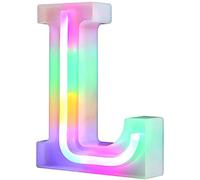 Letras luminosas LED, letras de neón, luces nocturnas para pared, fiesta de cumpleaños, Navidad, decoración de boda, letras de colores (L)