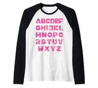 Letras mayúsculas de la A a la Z del alfabeto de dinosaurios aprender ABC para niñas y Camiseta Manga Raglan