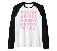 Letras mayúsculas de la A a la Z del alfabeto de dinosaurios para aprender ABC para niñas Camiseta Manga Raglan