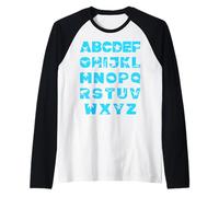 Letras mayúsculas de la A a la Z del alfabeto de dinosaurios para aprender ABC para niños Camiseta Manga Raglan