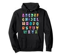 Letras mayúsculas de la A a la Z del alfabeto de dinosaurios para aprender ABC para niños Sudadera con Capucha