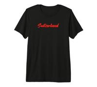 Letras Palabra Suiza en Hermosa Fuente Roja Camiseta Premium